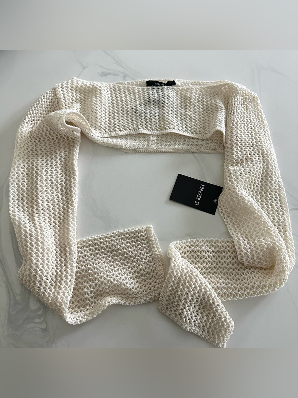 Forever 21 Cream Open-Weave Shrug Cardigan